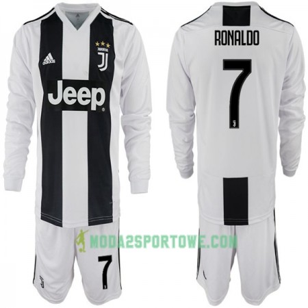 Koszulka Juventus Ronaldo 7 Dziecięcy Domowe Stroje Piłkarskie 2018-2019 Długi Rękaw